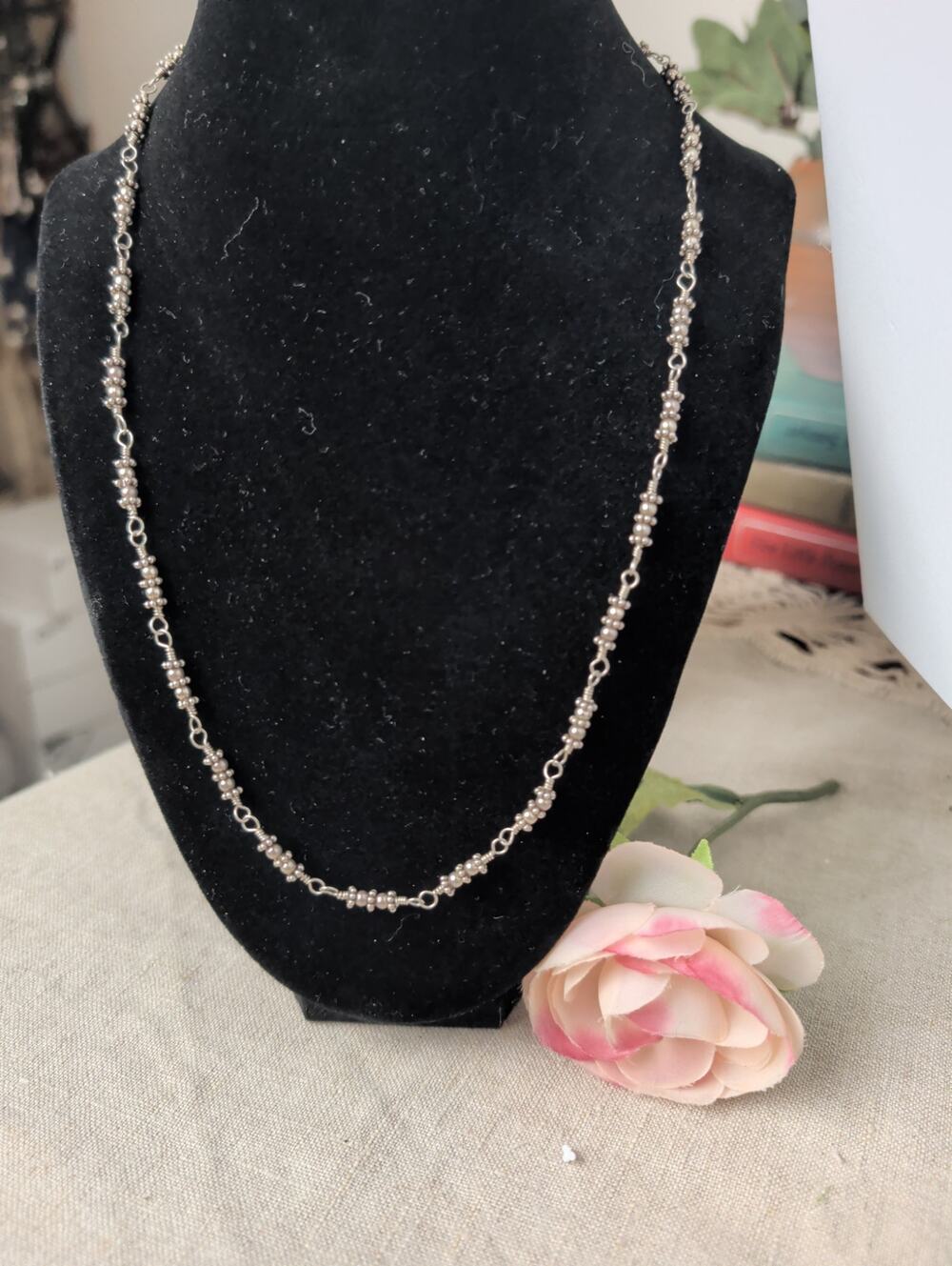 Artisan Ornate 925 Silver Chain Shepherd's Hook Minimalist Necklace